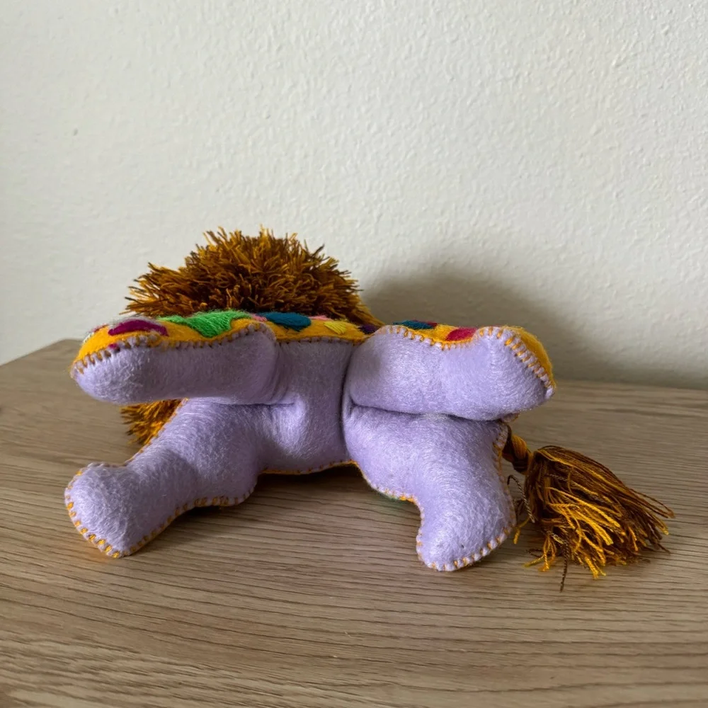 Mexican Folk Art Handmade Lion &‎ Cub Colorful Stuffed Animals Embroidered Plush